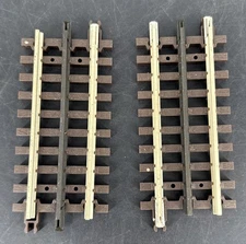 ATLAS PAIR OF 4 1/2" O GAUGE STRAIGHT TRACKS #6051 GOOD USED CONDITION