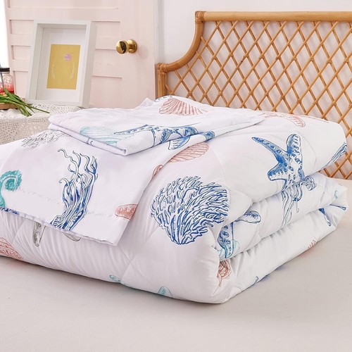Lightweight Kids Comforter Set - 3 Piece Beachy Jellyfish & Shell Pattern - Picture 8 of 9