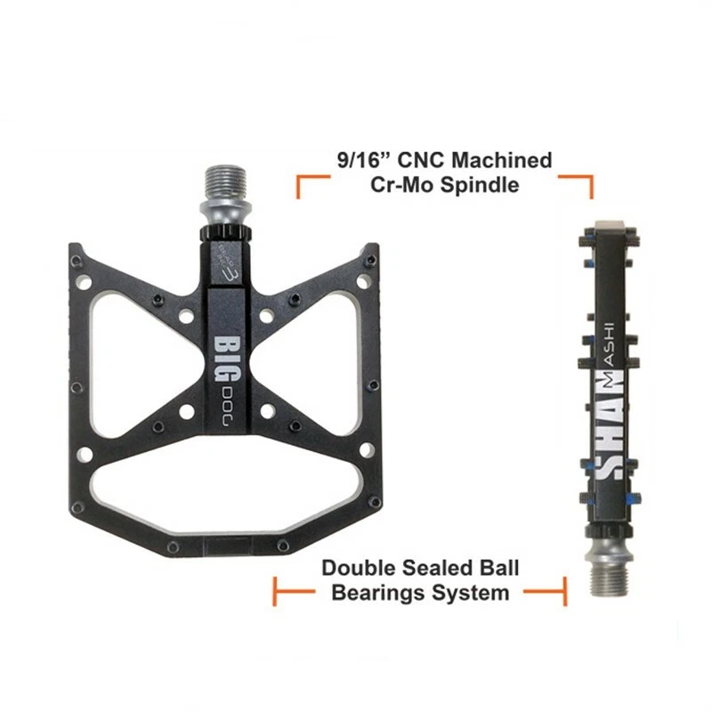 Pedal de bicicleta SHANMASHI rodamiento de aluminio pedales planos/plataforma antideslizantes 9/16"" Foto 2 de 4