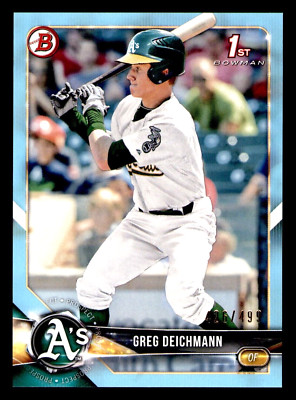 2018 Bowman Prospects Greg Deichmann Sky Blue #BP45 -/499 - Oakland Athletics
