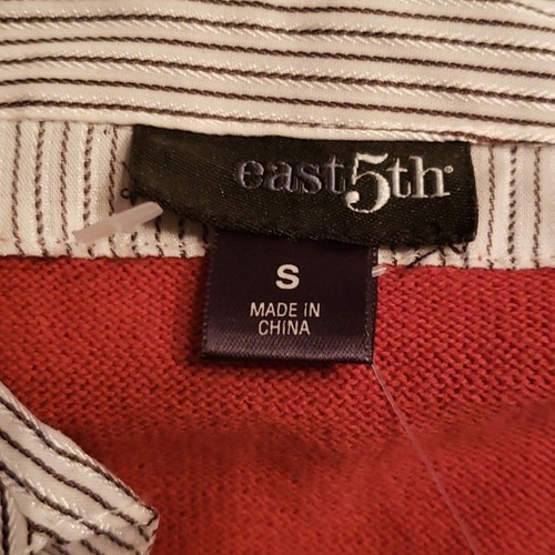 East 5th Womens Argyle Sweater Layered Look Pinstripe Pullover Orange Sz Small - Picture 5 of 7