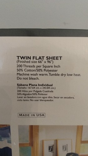 JCPenney by Design Smooth Touch Percale Twin Flat Sheet Solid White Made in USA - Picture 3 of 7