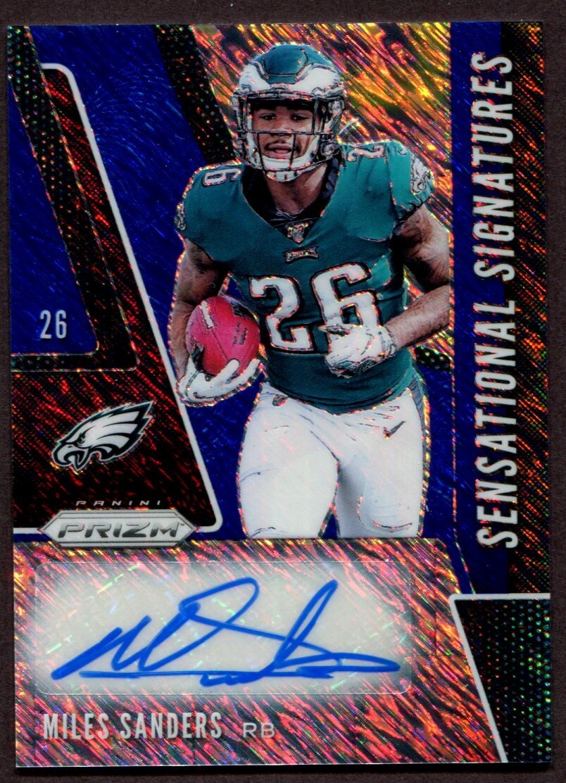Miles Sanders -- 2019 Prizm Sensational Signatures Auto -- Blue Shimmer 5/10