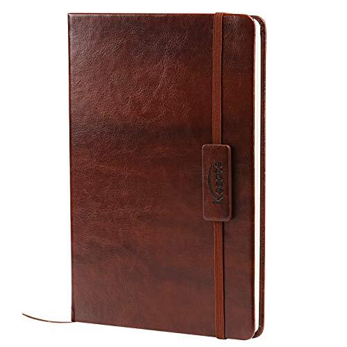 A5 Classic Ruled Leather Hardcover Writing Notebook 5.7'' x 8.5'' Lined Brown