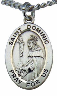 Saint Dominic Oval Sterling Silver 7/8" Medal w/ 20" Chain Boxed Made ...