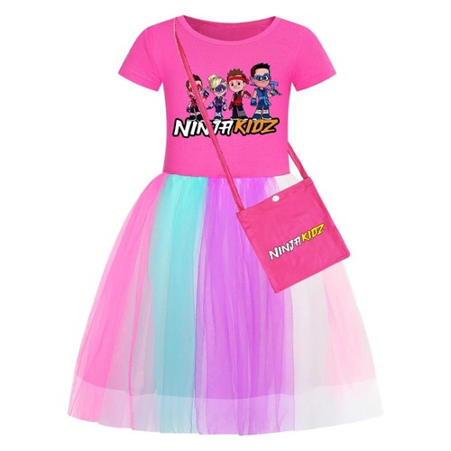 NINJA KIDZ Costume Kids Princess Vestidos Toddler Girls Short Sleeve Dresses - Picture 33 of 36
