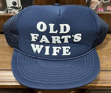 Vtg OLD FARTS WIFE Trucker Mesh Foam Snapback Hats Blue White Gag Caps