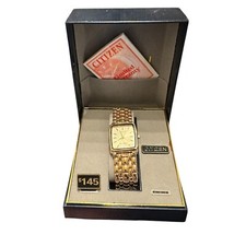 Vintage MenS Citizen Gold Tone Link Watch New Japan Movement Quartz Water Resist