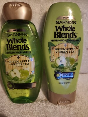 Garnier Whole Blends Shampoo & Conditioner, Green apple & Green Tea 12.5 Oz Each