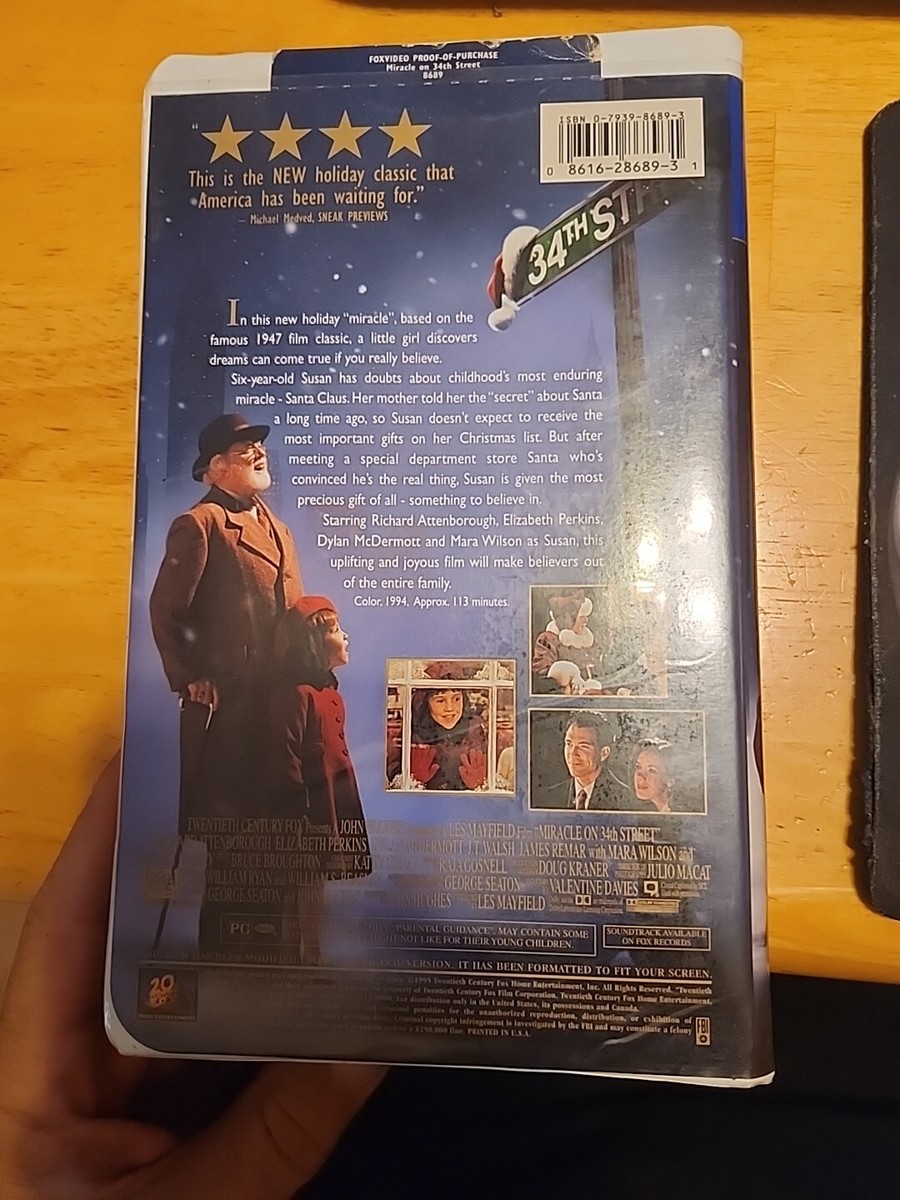 MIRACLE ON 34TH STREET VHS 1995 CLAMSHELL EXCELLENT CONDITION | eBay
