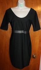 CHARLOTTE RUSSE Jrs Large PENCIL/WIGGLE DRESS (black w/ short sleeves & cutouts)