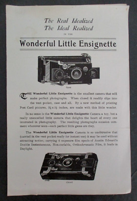 WONDERFUL LITTLE ENSIGNETTE Antique Early 1900s Camera brochure