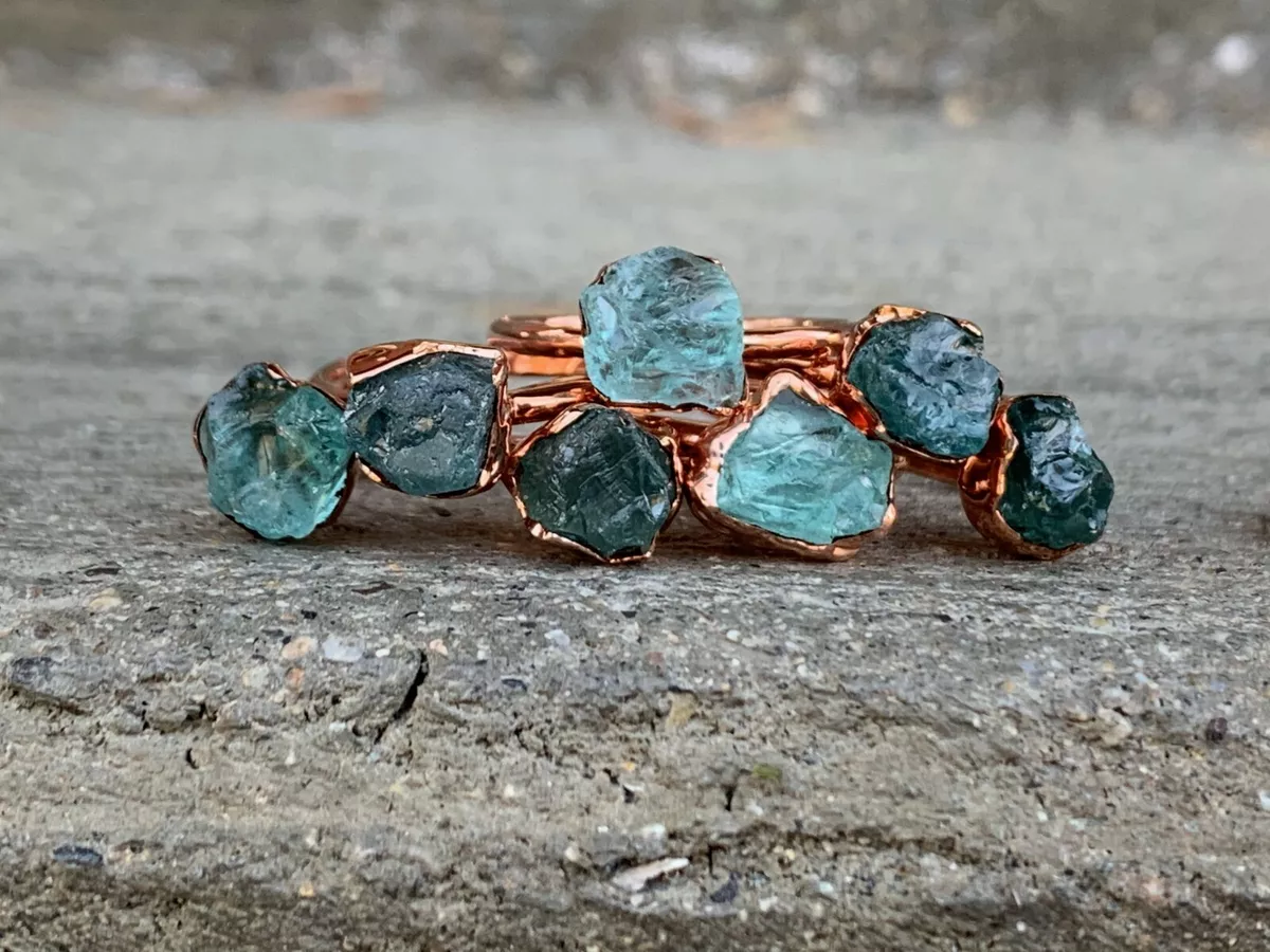 Apatite ring Copper ring Raw Gemstone Ring Gifts For Her