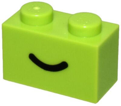 10x LEGO  Part 3004pb302 - Brick 1 x 2 with Black Smile Curved Line Pattern