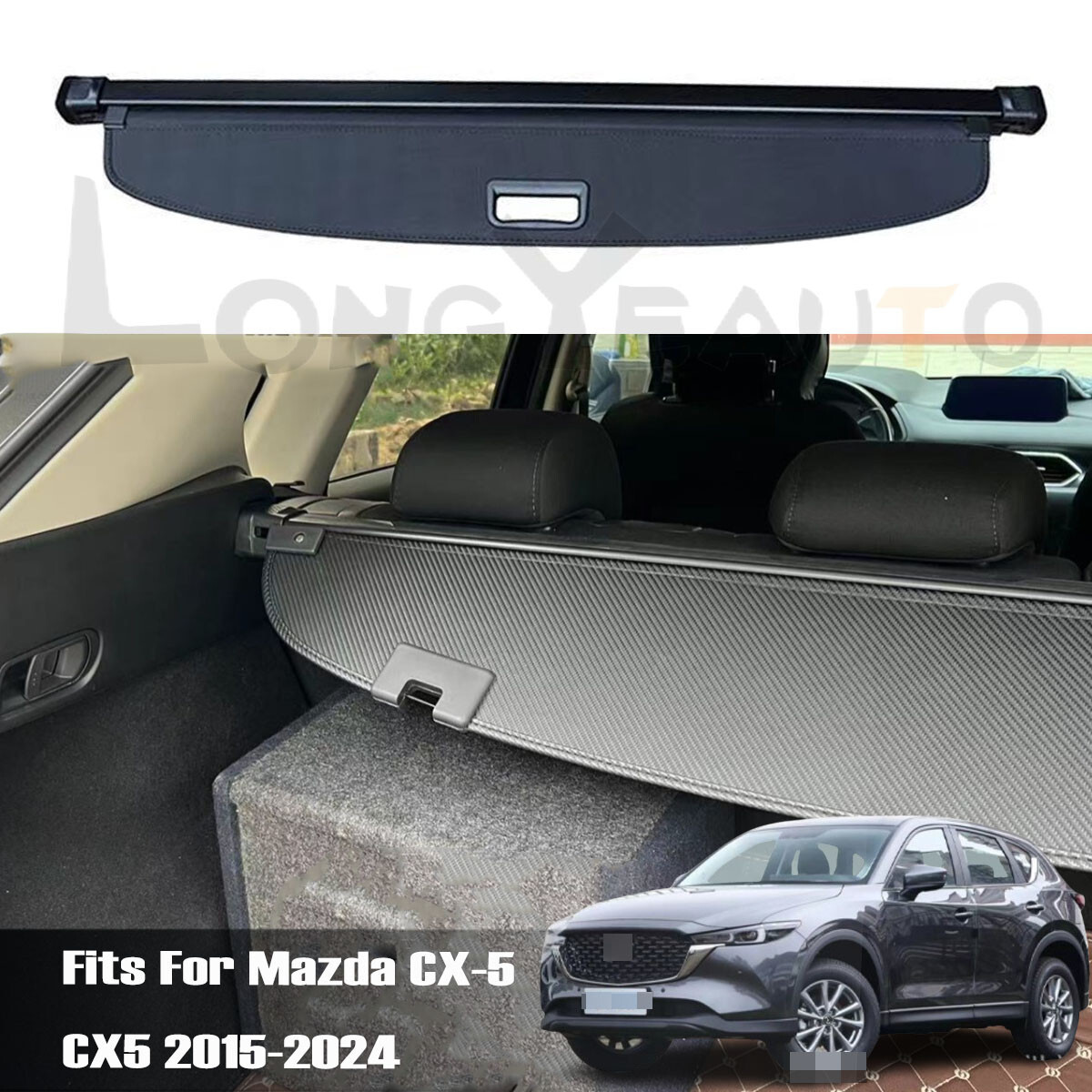Fits For Mazda CX-5 CX5 2015-2024 Rear Trunk Cargo Cover Luggage