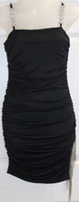 NWTForever 21 Black Rhinestone  Strap Ruched Mini Dress size S