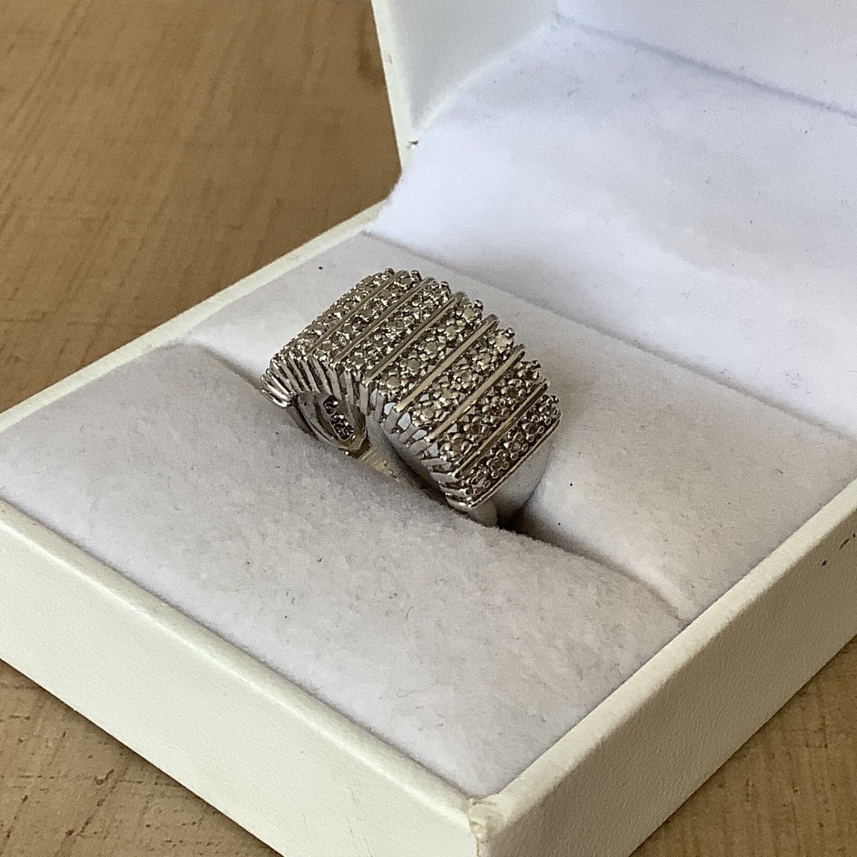 Sterling Silver Sparkly Thick Band Ring Sz 6.25 | eBay