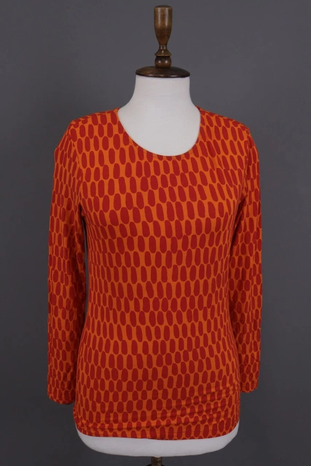 Blusa Camisa Marimekko Ylva 2 Naranja Estampada Manga Larga Talla S Foto 2 de 4