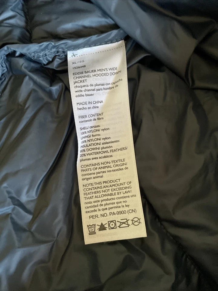 EDDIE BAUER Channel Down Teal Gray Hooded Lightweight Packable Zip Jacket XXL - Image 4 of 4