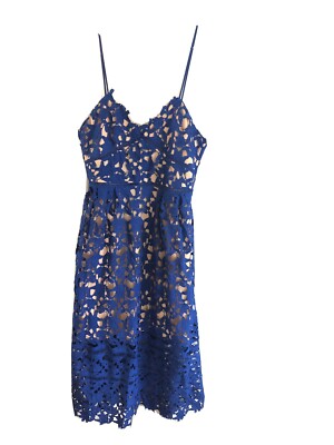 Navy And Nude Crochet Midi Formal Dress Sz M Revolve Dupe | eBay