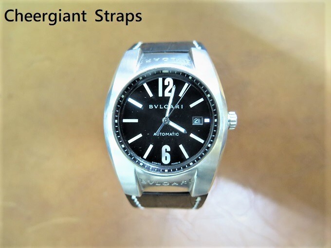 Bvlgari Ergon 40 Automatic black hand made watch strap 寶格麗Ergon
