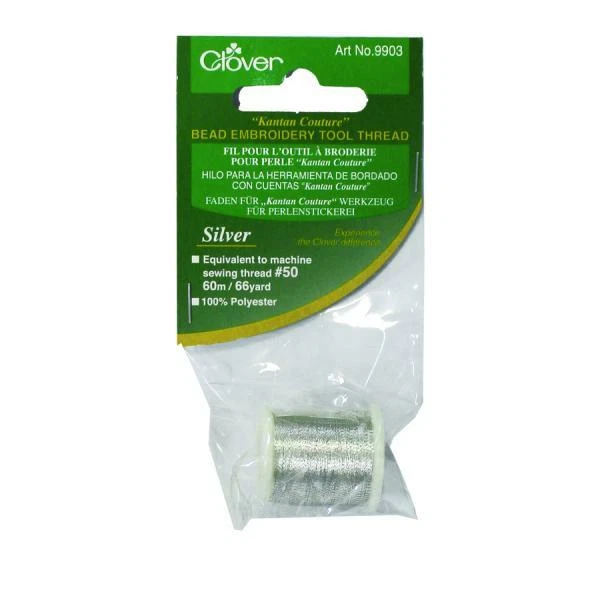 CLOVER Kantan Couture Bead Embroidery Thread, Gold or Silver, 60m/67yd spools - Image 2 of 2