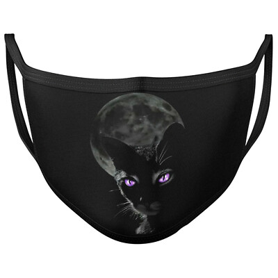 MONDKATZE Gesichtsmaske Waschbar Atmungsaktiv Wiederverwendbar Schwarz Katze Fledermaus Katze Weihnachtsmaske 