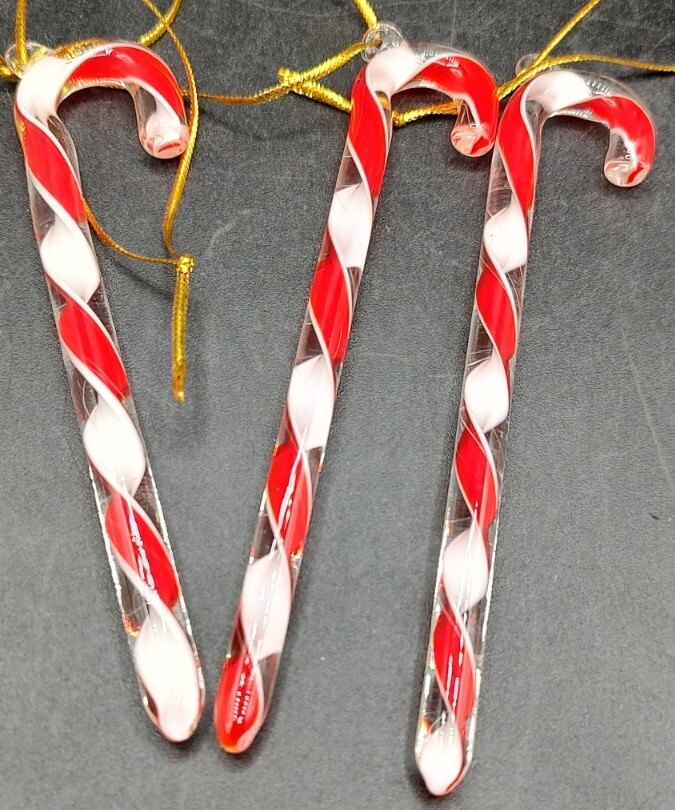 Seven Art Glass Candy Cane Christmas Ornaments eBay