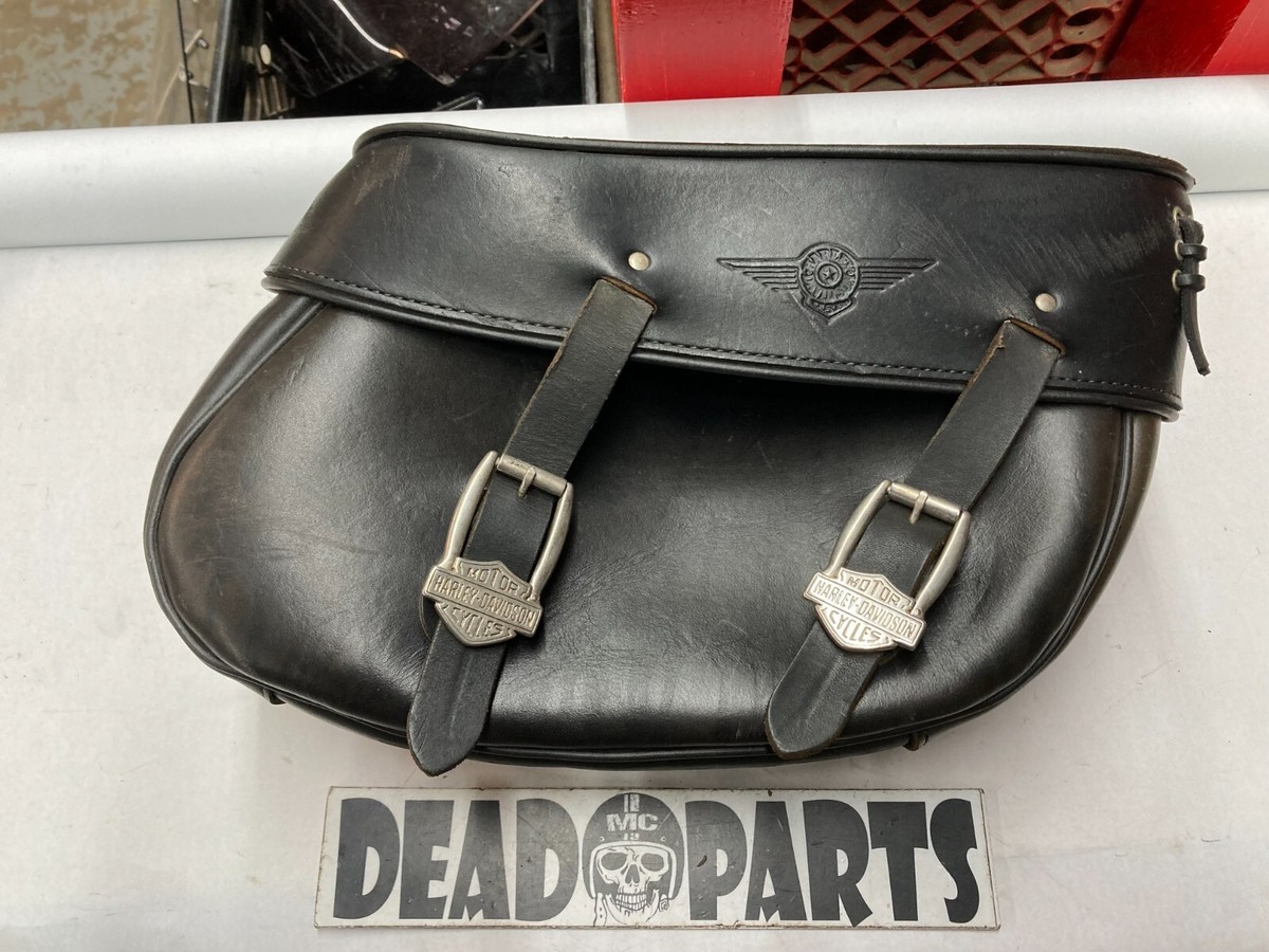 Harley softail fatboy flstf right side leather buckle saddlebag bag