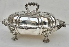 1820s Georgian Sheffield-Plate4 part Silver Entree Dish  with Armorial Crest
