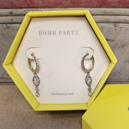 Bomb Party Earrings RBP3549 ‘What A Doll’ Diamond CZ .925 Sterling Silver - Picture 2 of 9