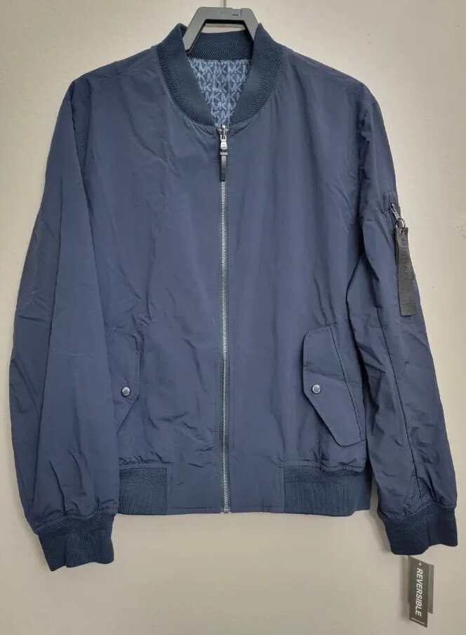 Michael Kors Reversible Bomber Jacket Navy Mens Size Large