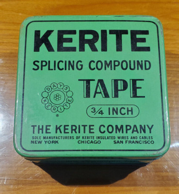 Vintage Advertising KERITE COMPANY 3/4  Splicing Compound Tape Tin EMPTY