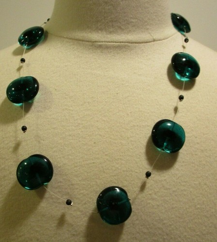 SENT Murano Necklace, Blue-Green Beads 