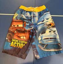 Disney Boy's Cars 2 Swim Shorts Trunks Size 6/7 kid Tow Mater Finn McMissile