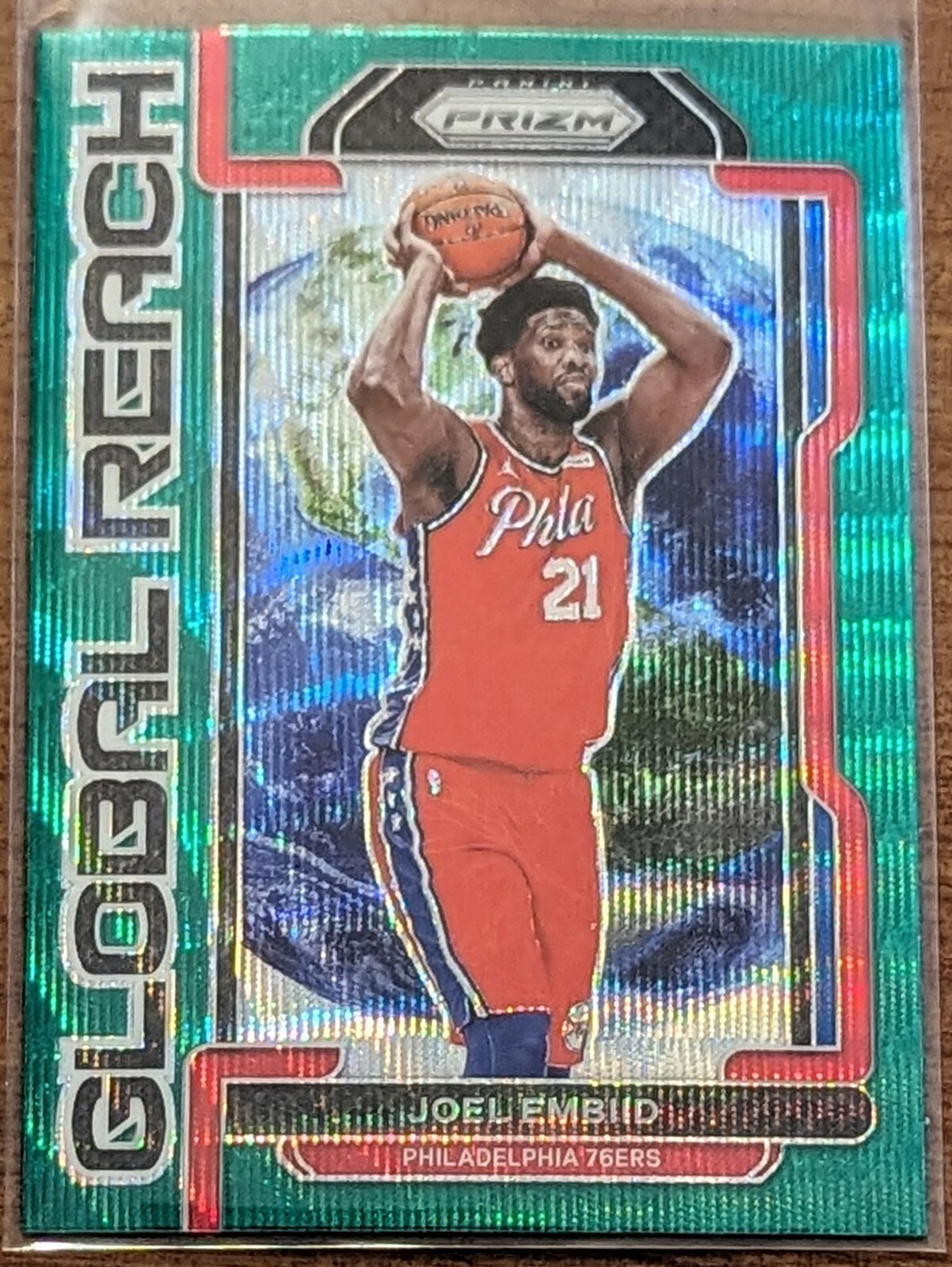 JOEL EMBIID 2021-22 Panini Prizm Global Reach Green Wave #2 Philadelphia 76ers