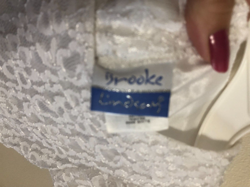 Vintage Brooke Lindsey Flower Girls White Lace & satin Dress size 7 - Picture 7 of 8