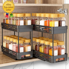 2 Pack Pull Out Spice Rack Organizer for Cabinet, Slide Out Spice Racks Organize