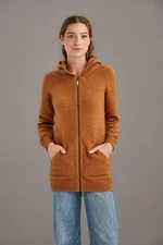 New Zealand Possum Fur Merino Wool Knitwear Womens Stepped Stitch Hoodie