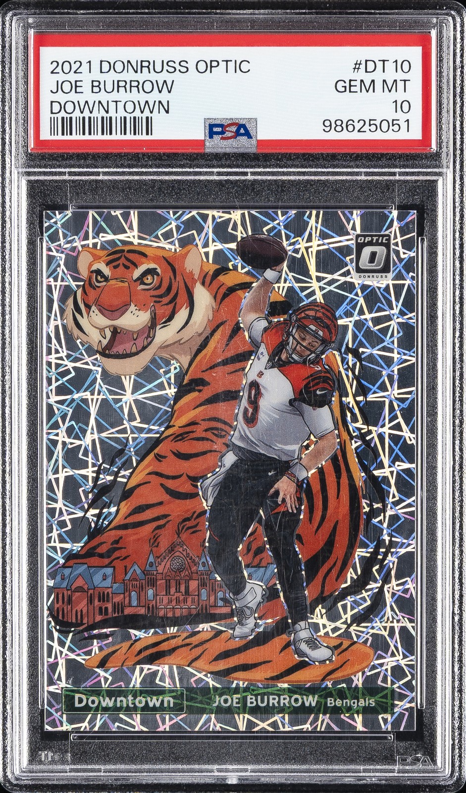 2021 PANINI DONRUSS OPTIC DOWNTOWN #DT10 JOE BURROW PSA 10