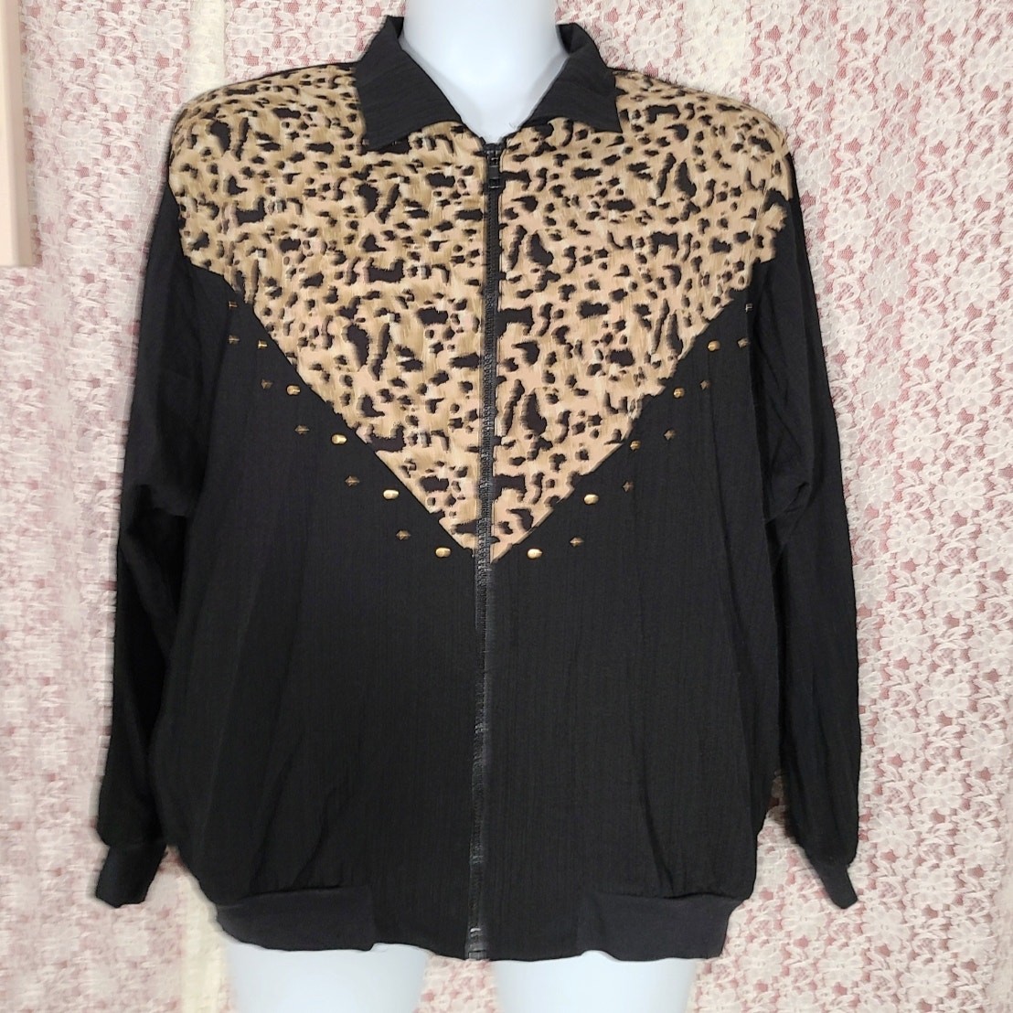 Vintage 80s GW division of Graff black leopard print windbreaker size large View 2