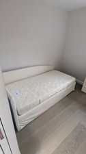 Single Ottoman Storage Bed with Mattress Included | Cream Upholstered Bed Frame