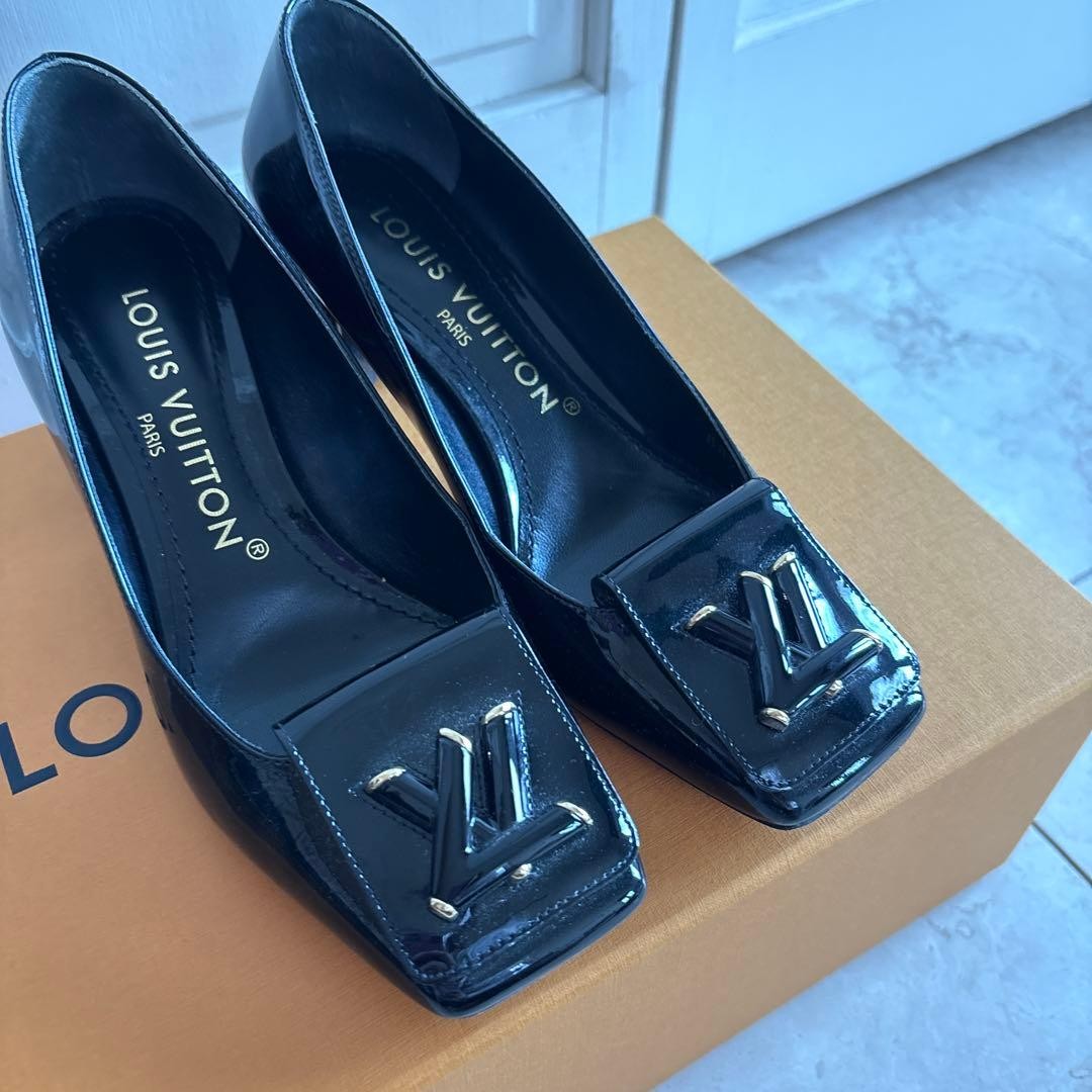 LOUIS VUITTON Pumps Heel Leather Black EU34/US4 120394c thumbnail 2