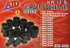 Advanced Tool Design Model ATD-4106 14 Piece 6 Point Standard Metric Impact Sock