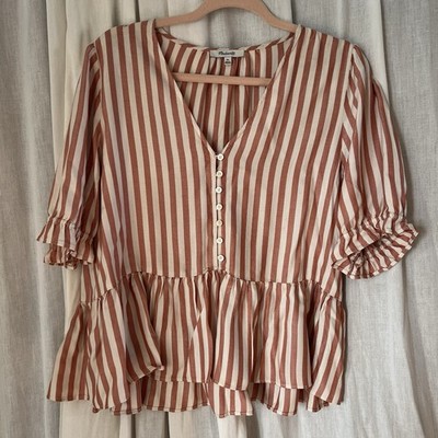 Madewell Womens Peplum Top Size X-Large  Cropped Cottagecore Baby Doll Mauve