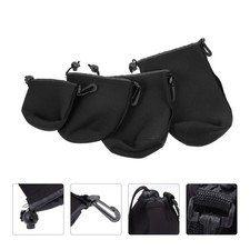 Reusable Waterproof Camera Lens Pouch with Belt Hook Black Neoprene