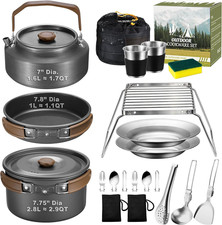 18Pcs Camping Cookware Mess Kit,  7.8” Nonstick Camp Cooking Utensil Set (Pot, P