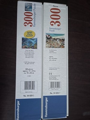 2 Pack Ravensburger 300 Large Piece Format Complete Puzzles Ocean Beach Scenes