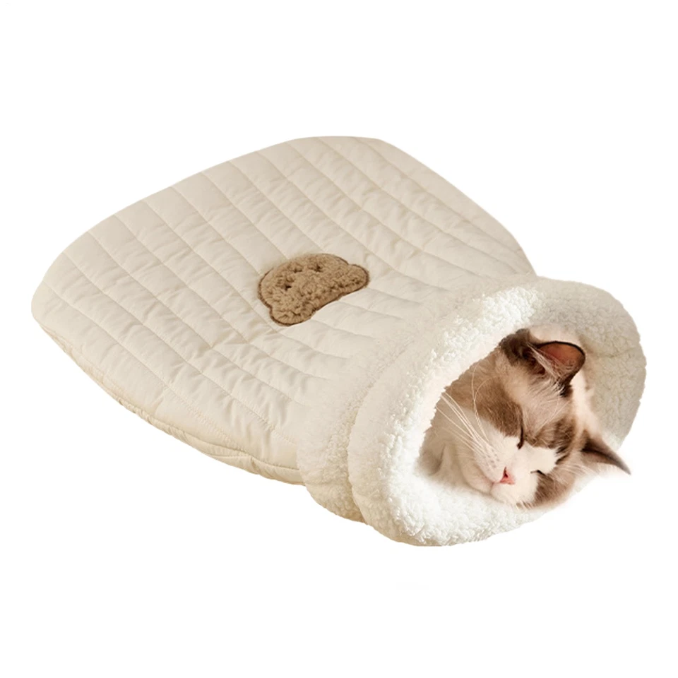 Cama para Gatos Cálido Gato Saco de Dormir Sueño Profundo Invierno Suave Nido para Gatos Suministros para Gatos Foto 2 de 4