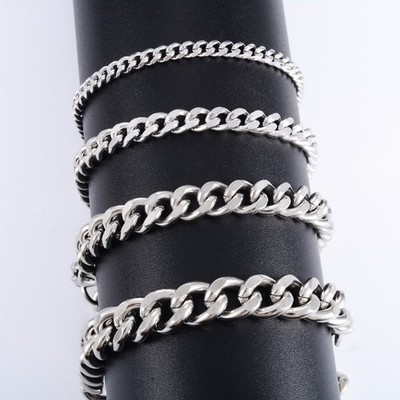 Gliederkette Armband Edelstahl Panzerkette Silber Damen Herren 16-18cm 3,5-7mm